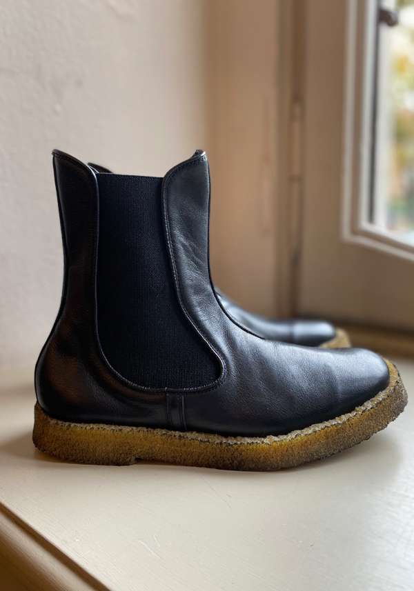 Rose & Lini ROCCO P. “TRONCHETTO 17604” BLACK LEATHER ANKLE BOOTS Smaltimento dello stoccaggio