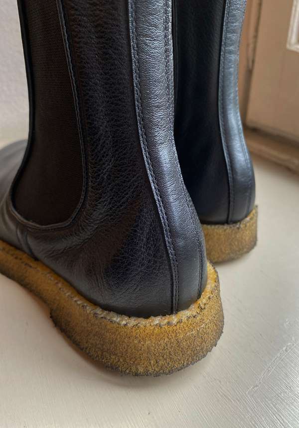 Rose & Lini ROCCO P. “TRONCHETTO 17604” BLACK LEATHER ANKLE BOOTS Smaltimento dello stoccaggio