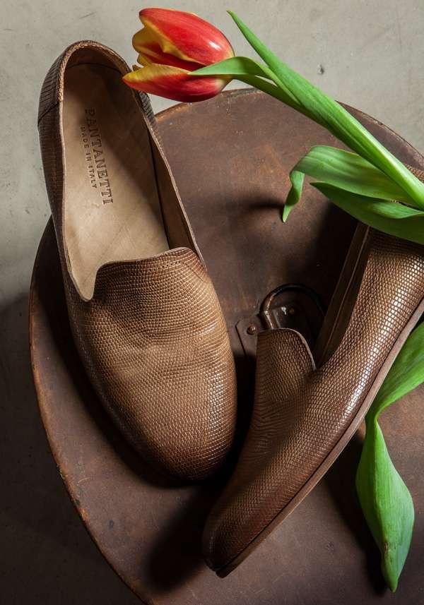 Rose & Lini PANTANETTI BROWN LIZARD “FLAT SHOES 15128” Offerta migliore