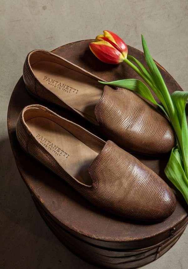 Rose & Lini PANTANETTI BROWN LIZARD “FLAT SHOES 15128” Offerta migliore