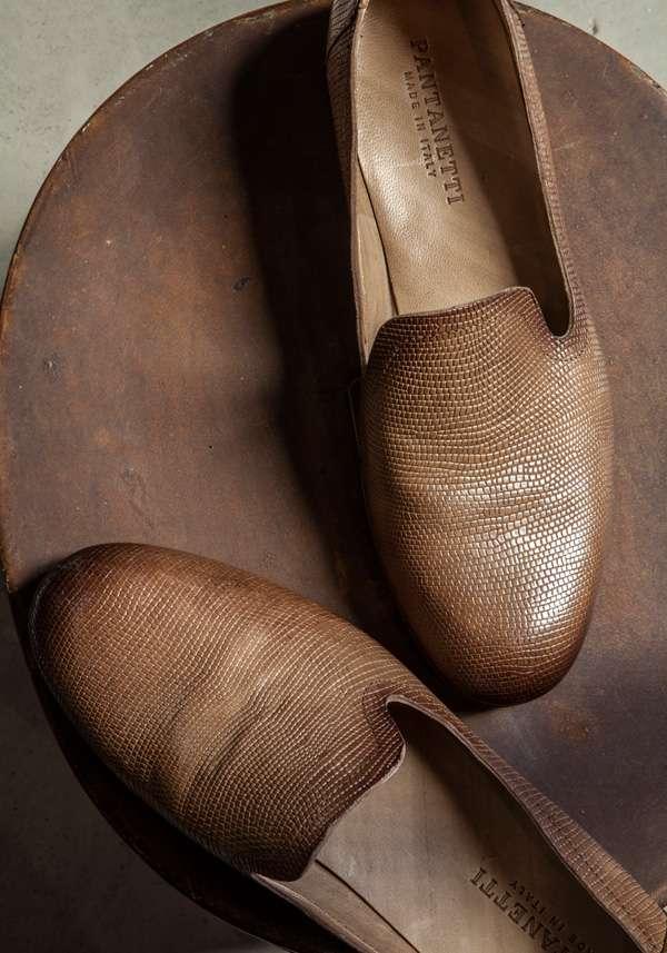 Rose & Lini PANTANETTI BROWN LIZARD “FLAT SHOES 15128” Offerta migliore