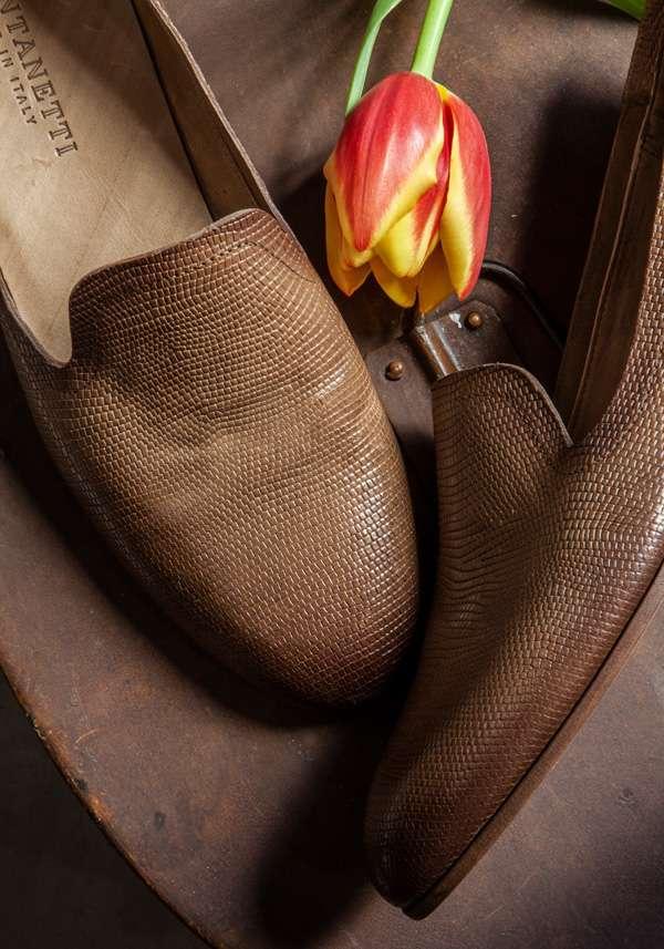 Rose & Lini PANTANETTI BROWN LIZARD “FLAT SHOES 15128” Offerta migliore
