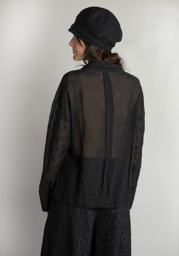 Rose & Lini ANTIPAST CUPRA & COTTON EMBROIDERED “BLOUSE DEBT” BLACK Offerta temporanea