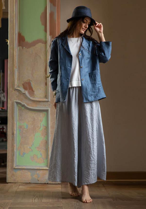 Rose & Lini LINING BLUE & WHITE “SIMEONE” WIDE LEG PANTS Grandi sconti