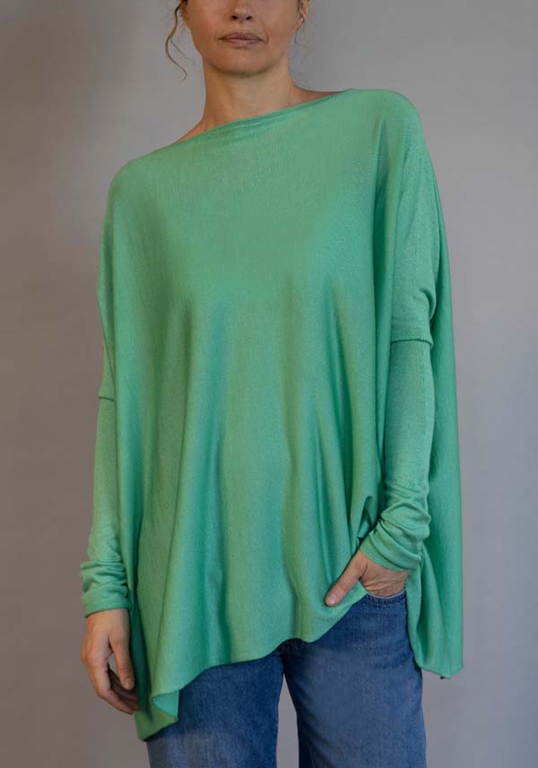 Rose & Lini FISSORE CASHMERE “ZURIGO” GREEN PULL Sconti VIP