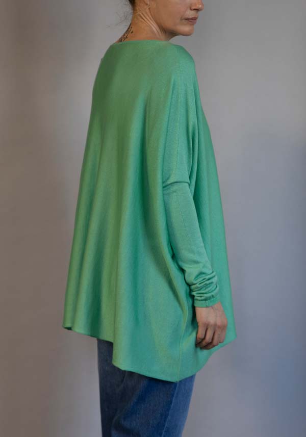 Rose & Lini FISSORE CASHMERE “ZURIGO” GREEN PULL Sconti VIP