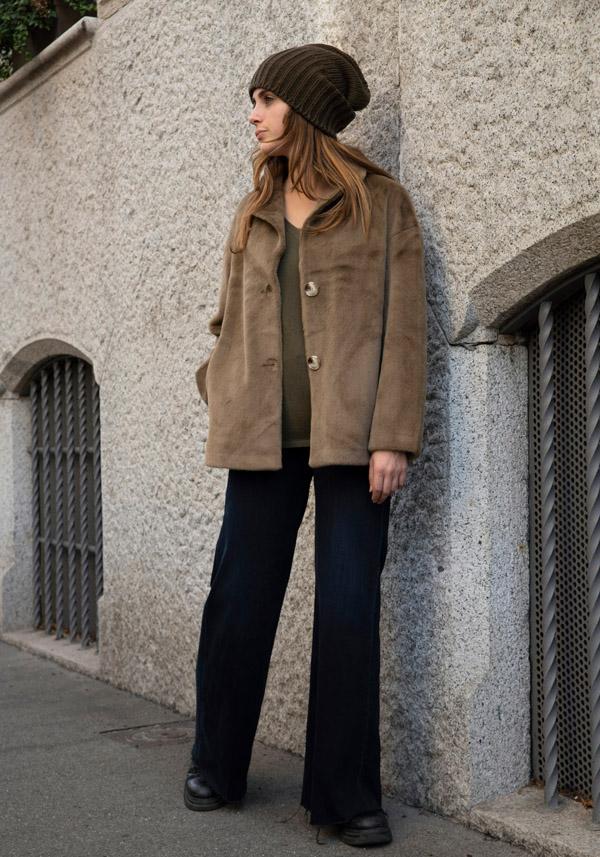 Rose & Lini LEON & LULU “CABAN 2 BUTTONS” FURRY KAKI/GREEN JACKET Prezzo basso