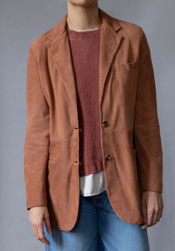 Rose & Lini KILTIE SUEDE LEATHER “LUCAS JACKET” BROWN Enormi sconti