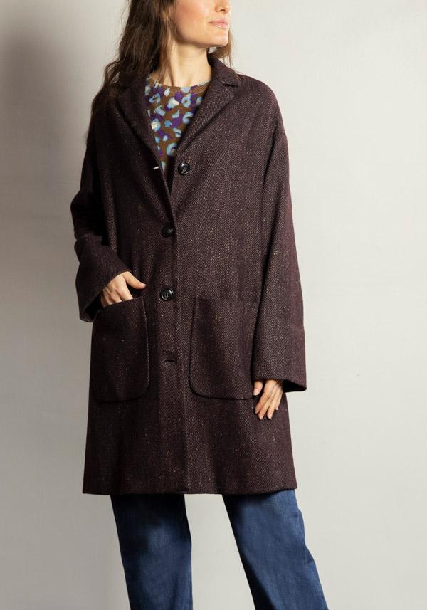 Rose & Lini KILTIE WOOL “PAUL” PLUM COAT Officina