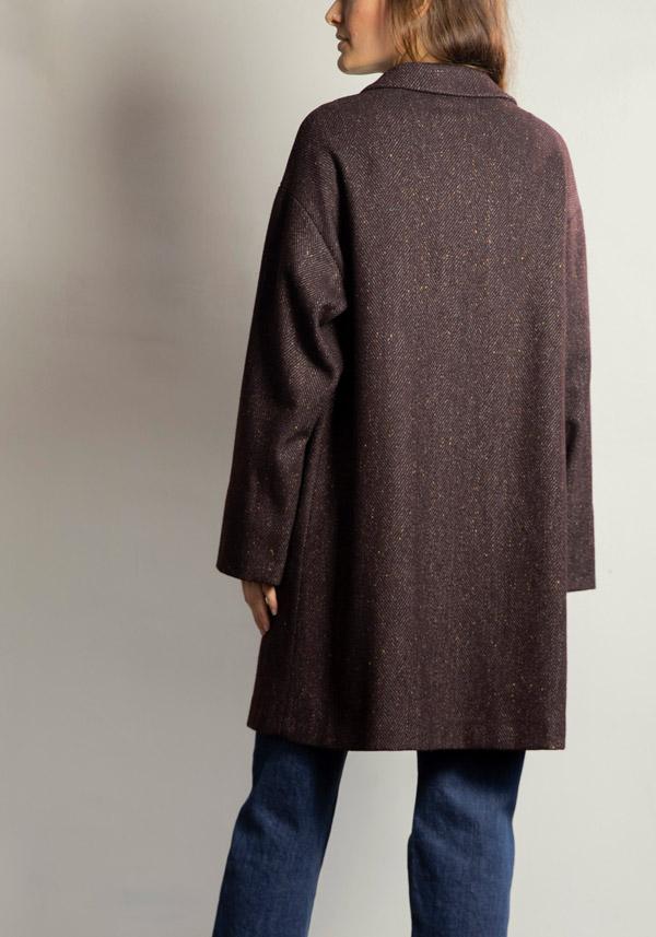 Rose & Lini KILTIE WOOL “PAUL” PLUM COAT Officina