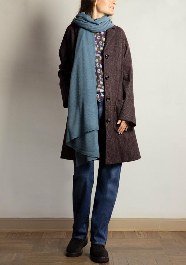 Rose & Lini KILTIE WOOL “PAUL” PLUM COAT Officina