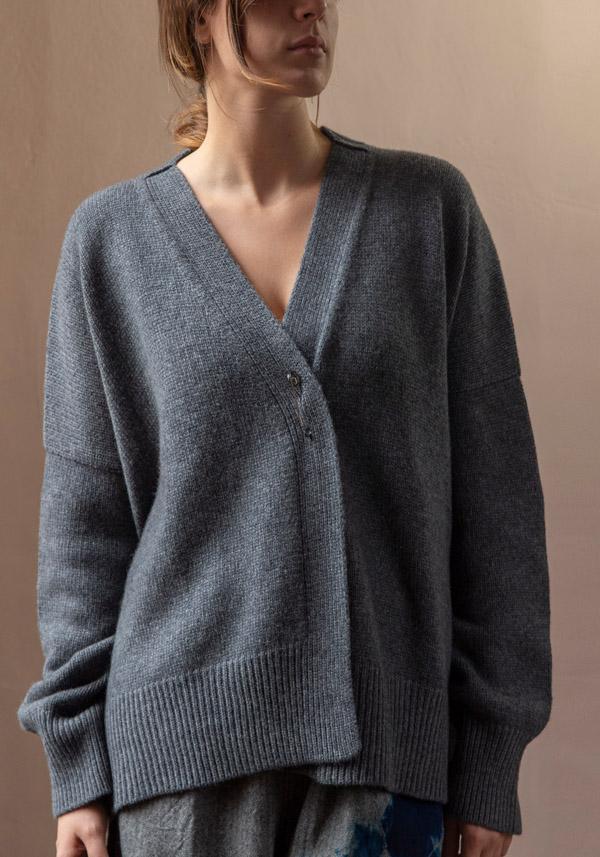 Rose & Lini OYUNA CASHMERE “CARDIGAN AIRE” SLATE GREY Esporta salva