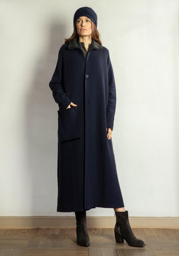 Rose & Lini OYUNA REVERSIBLE CASHMERE “COAT OLAMU” FOREST & OCEAN Duty-free