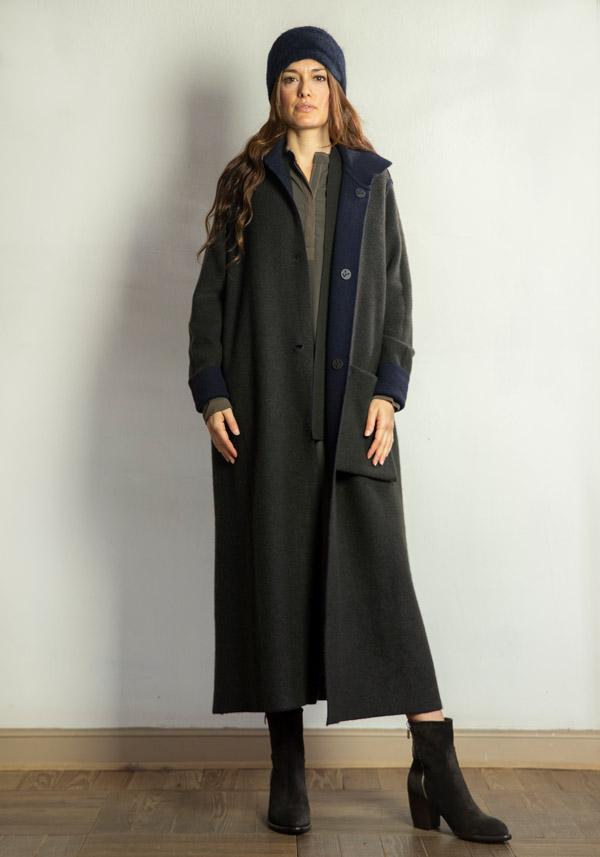 Rose & Lini OYUNA REVERSIBLE CASHMERE “COAT OLAMU” FOREST & OCEAN Duty-free