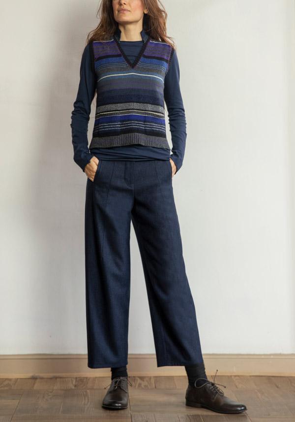 Rose & Lini DIANE DE CLERCQ CASHMERE & LAMB WOOL “COCOS” DENIM BLUE GILET 2025