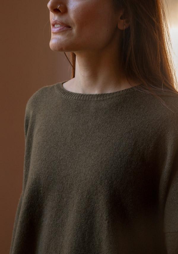 Rose & Lini THAT’S ALYKI CASHMERE “SOPHIE” BRONZE GREEN SWEATER Spedizione Gratuita