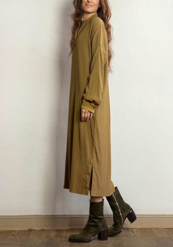 Rose & Lini KRISTENSEN DU NORD SILK “SHIRT DRESS 352” DARK OLIVE Acquista Ora