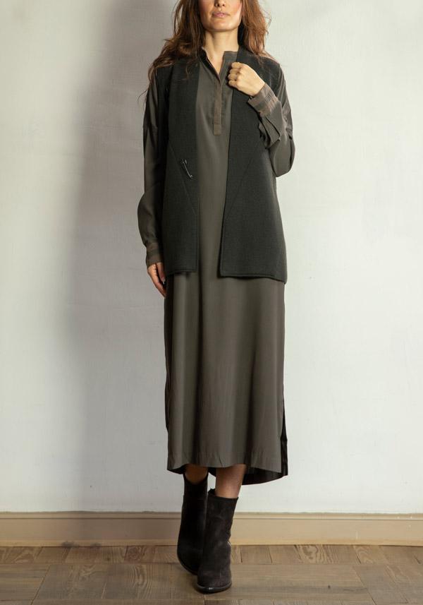 Rose & Lini KRISTENSEN DU NORD SILK “SHIRT DRESS 352” FOREST Consegna Veloce