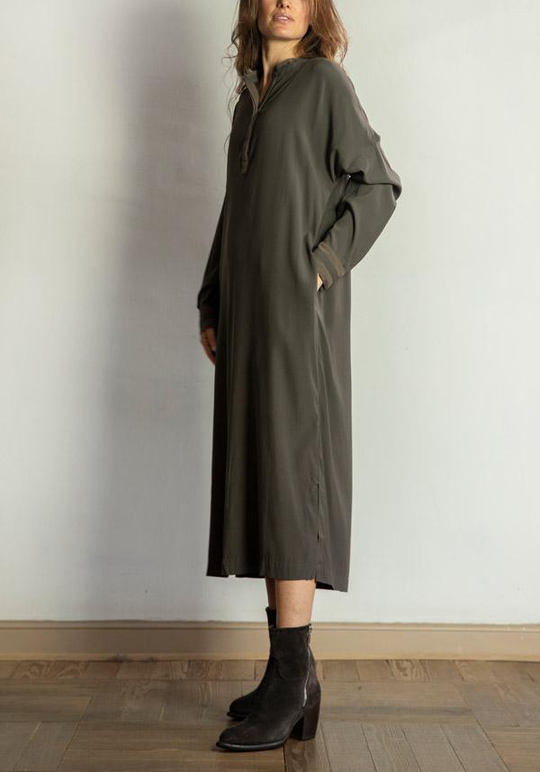 Rose & Lini KRISTENSEN DU NORD SILK “SHIRT DRESS 352” FOREST Consegna Veloce
