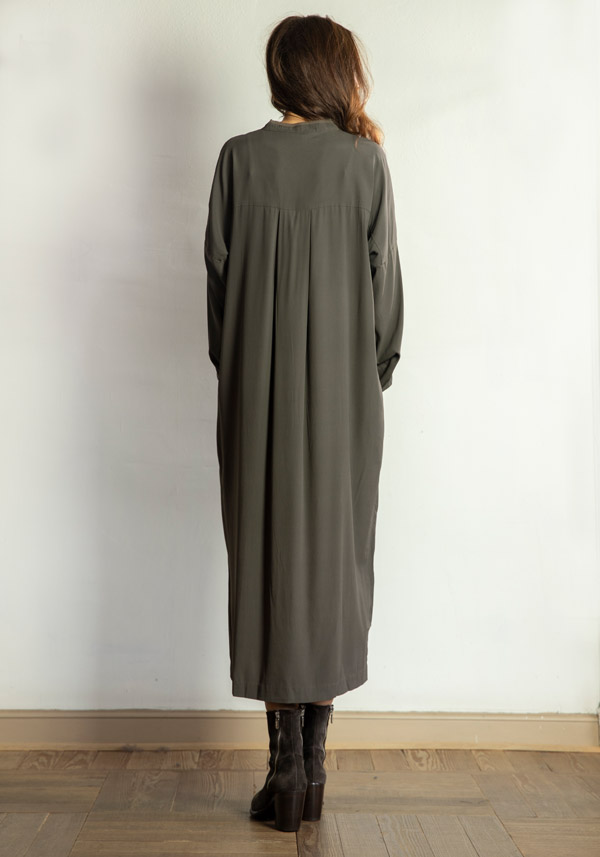 Rose & Lini KRISTENSEN DU NORD SILK “SHIRT DRESS 352” FOREST Consegna Veloce