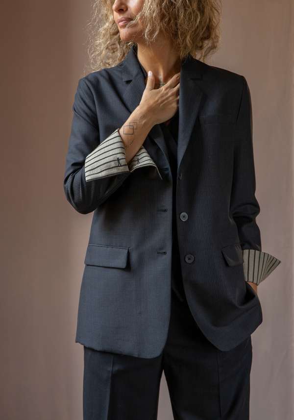 Rose & Lini IBRIGU CHARCOAL WOOL JACKET “MONOPETTO”