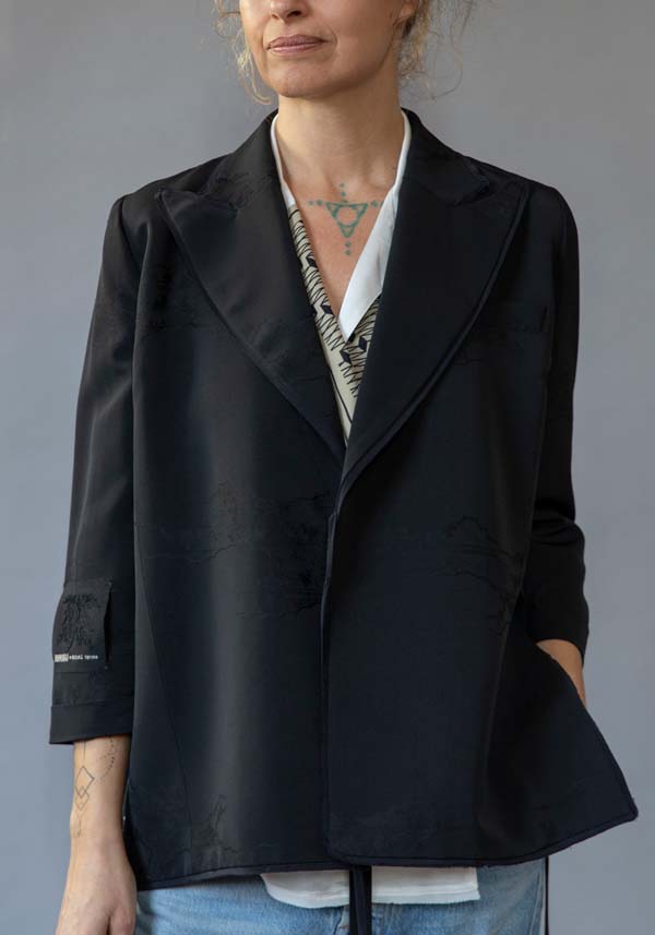 Rose & Lini IBRIGU SILK JACKET “INCROCIATA GJ42” BLACK Prezzo Ridotto