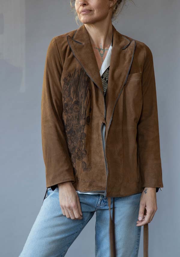 Rose & Lini IBRIGU SUEDE LEATHER JACKET “INCROCIATA GJ42” CARAMEL Sottocosto