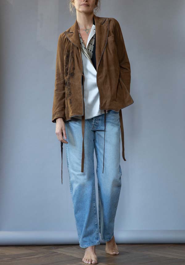 Rose & Lini IBRIGU SUEDE LEATHER JACKET “INCROCIATA GJ42” CARAMEL Sottocosto