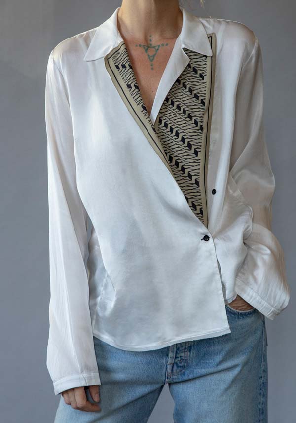 Rose & Lini IBRIGU PRINTED SILK “SHIRT CM20” WHITE Convenienza