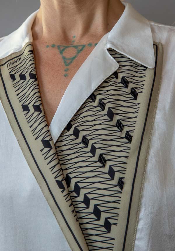 Rose & Lini IBRIGU PRINTED SILK “SHIRT CM20” WHITE Convenienza