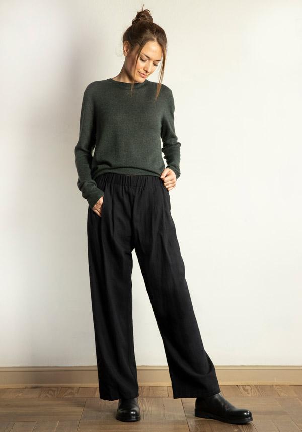 Rose & Lini APUNTOB COTTON & WOOL “PANTS 1382” BLACK Economico