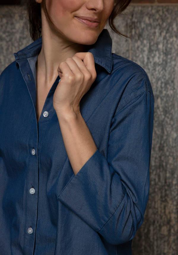 Rose & Lini FINAMORE COTTON “SAHARA” DENIM SHIRT Offerte