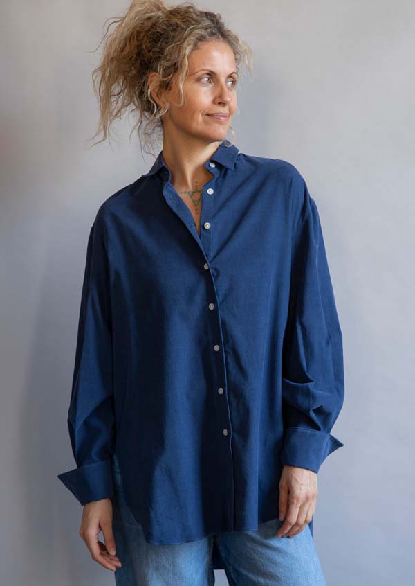 Rose & Lini FINAMORE COTTON “LIV” NAVY SHIRT Vendita Economica