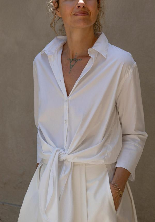 Rose & Lini FINAMORE COTTON “SARAH” WHITE SHIRT Saldi Di Fabbrica