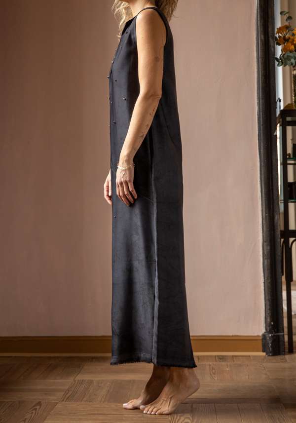 Rose & Lini SIMONA TAGLIAFERRI DARK BLUE LONG DRESS SWAROVSY In Saldo