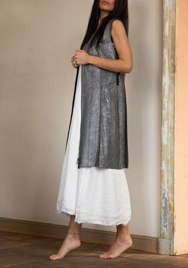 Rose & Lini SIMONA TAGLIAFERRI SILVER PYTHON GILET Nuova