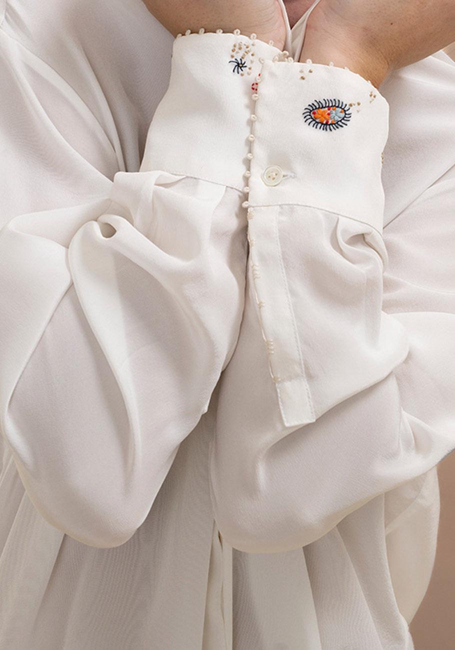 Rose & Lini AN AN LONDREE SILK “LONG BLOUSE” WHITE Spedizione gratuita