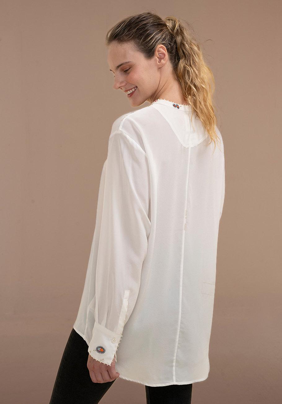 Rose & Lini AN AN LONDREE SILK “LONG BLOUSE” WHITE Spedizione gratuita