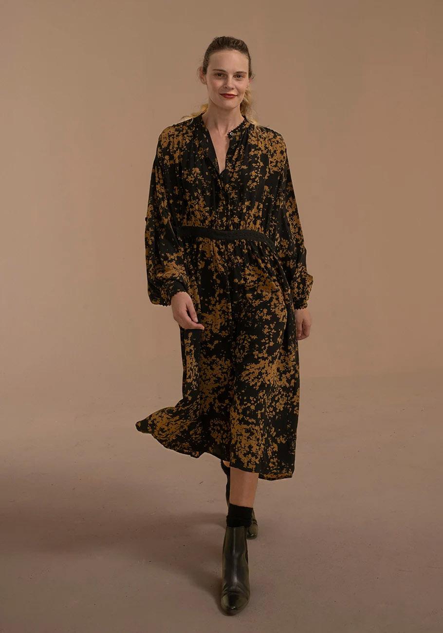 Rose & Lini AN AN LONDREE SILK “WAIST DRESS” BLACK Sconto di tempo limitato