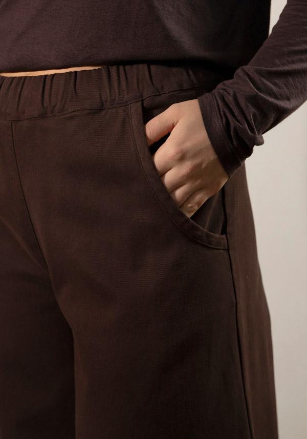 Rose & Lini BARBARA TANI COTTON “PANTS 457 C01” CHOCO BROWN Comprare a buon mercato