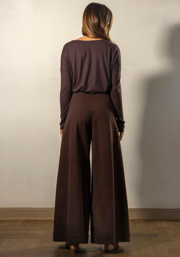 Rose & Lini BARBARA TANI COTTON “PANTS 457 C01” CHOCO BROWN Comprare a buon mercato