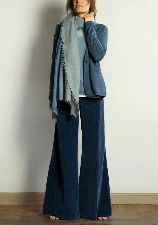 Rose & Lini MIRROR IN THE SKY CASHMERE “INDRA” V-NECK SWEATER STONE & GRANITE Vendite stagionali