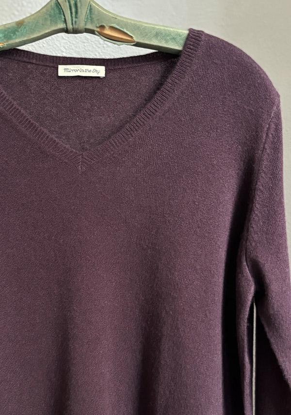 Rose & Lini MIRROR IN THE SKY CASHMERE V-NECK SWEATER PLAIN CHICORY Black Friday