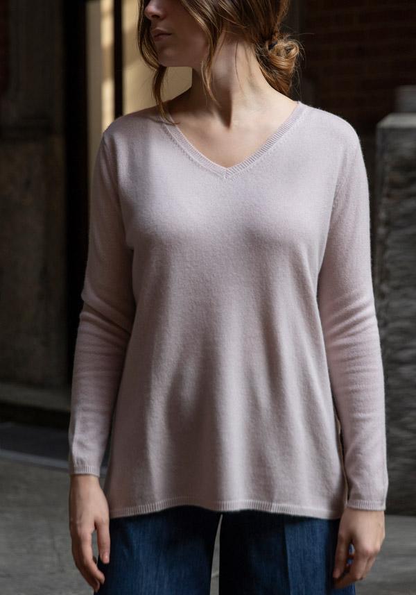 Rose & Lini MIRROR IN THE SKY CASHMERE V-NECK SWEATER PLAIN TOW Cyber Monday