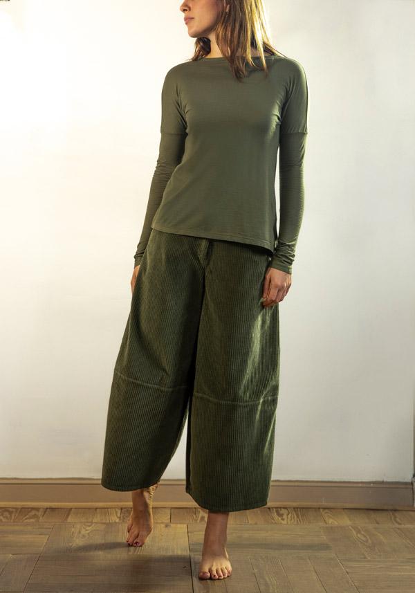 Rose & Lini BARBARA TANI COTTON & CASHMERE “TSHIRT 1585 CCL” MILITARY Offerta natalizia