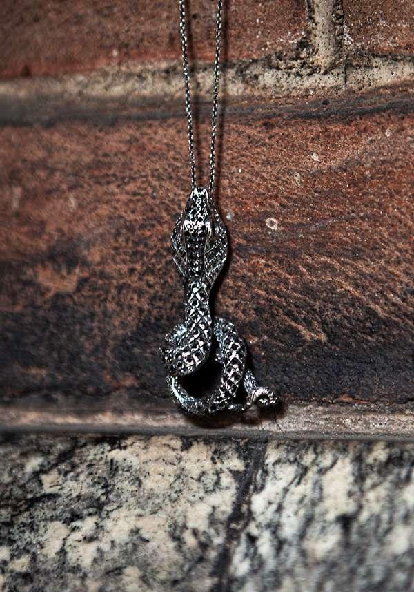 Rose & Lini SIMONA TAGLIAFERRI “COBRA PENDANT NECKLACE J226 BD” BLACK DIAMONDS Latest fashion