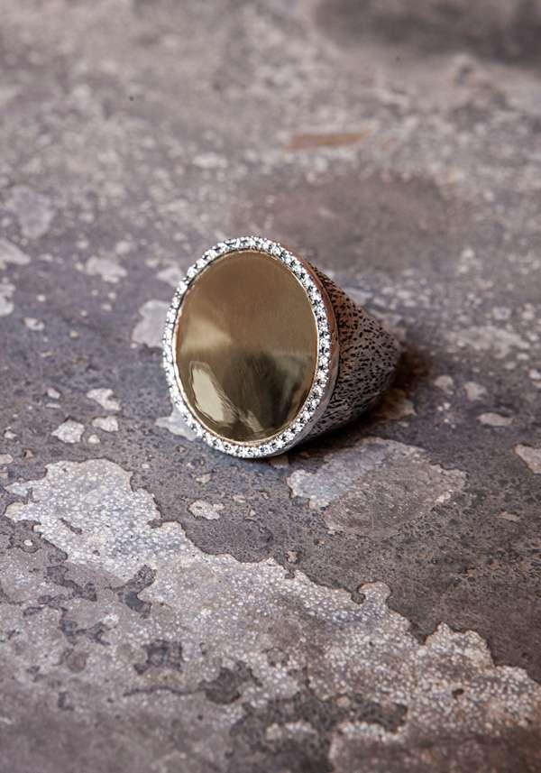 Rose & Lini SIMONA TAGLIAFERRI LARGE “MOON RING J224” YELLOW GOLD & WHITE DIAMONDS Lightning offer