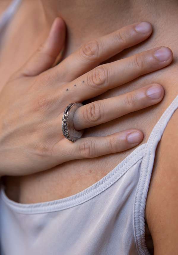 Rose & Lini ROSAMARIA “BRENNA” DIAMONDS SILVER RING Offerte giornaliere