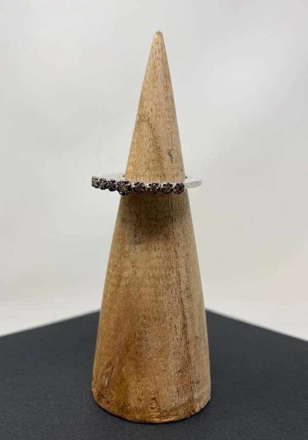 Rose & Lini ROSAMARIA “BRENNON” COGNAC DIAMONDS SILVER RING Enormi risparmi