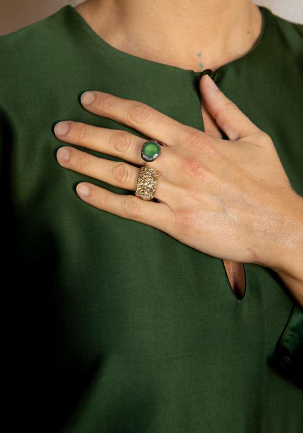 Rose & Lini ROSAMARIA SILVER & GOLD “NASHKA B” BROWN DIAMONDS RING Ultimi tre giorni